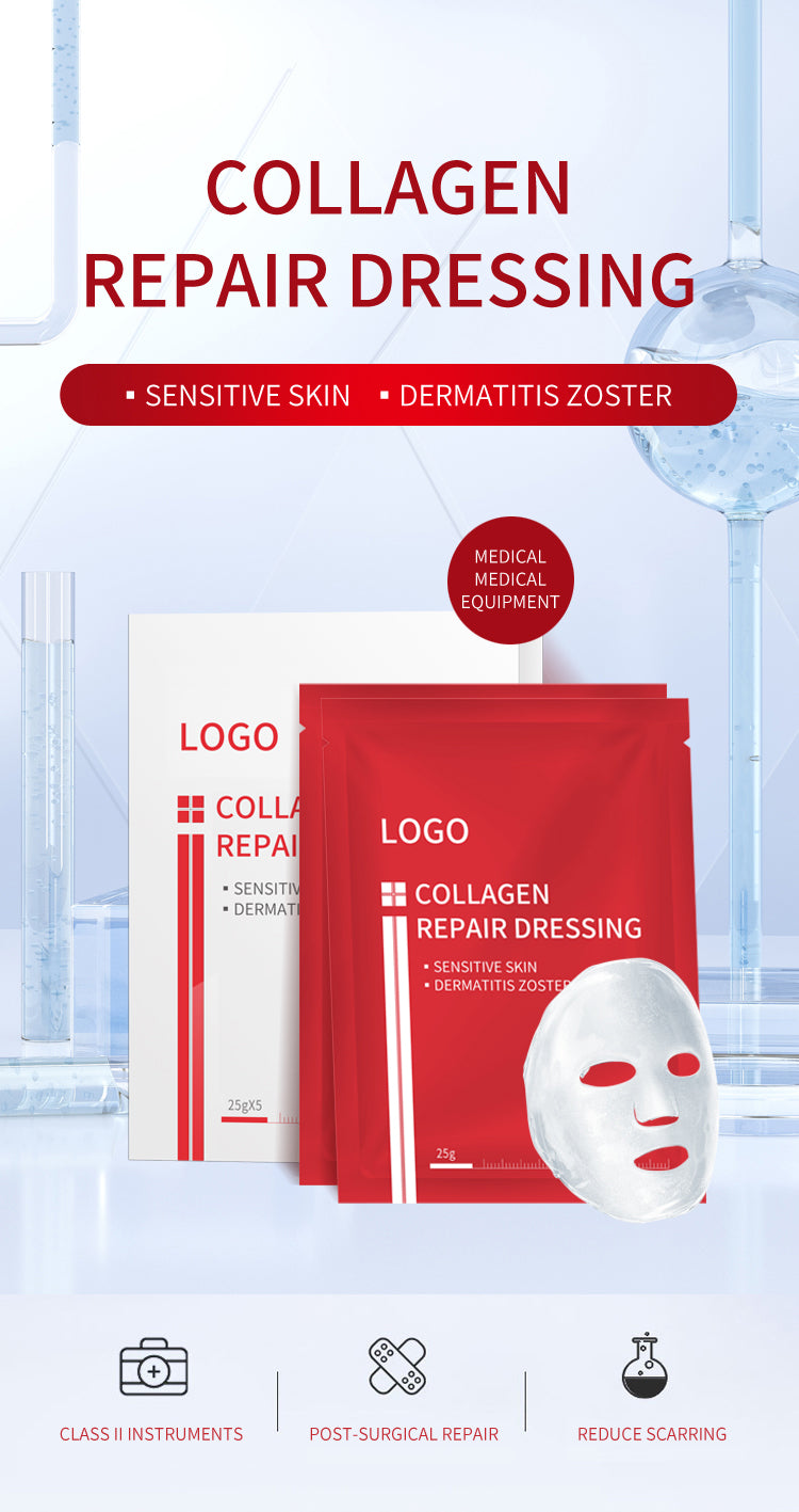 Mascarilla de colágeno humano recombinante tipo III, mascarilla reparadora de polipéptido muscular sensible hidratante, procesamiento OEM