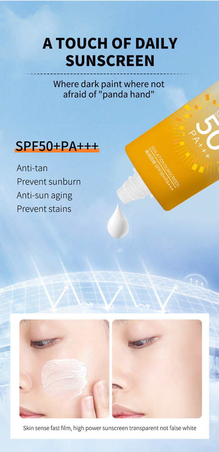 Tabir surya isolasi anti-UV ultraviolet 50 kali SPF+++ sertifikat khusus riasan nasional pemrosesan khusus tabir surya empat musim